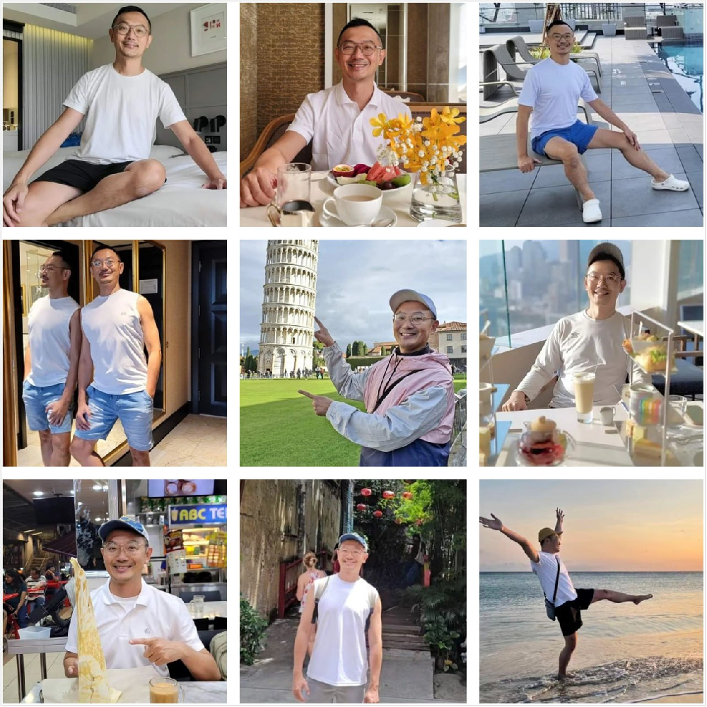 (编号sg52)  #台湾 中年大叔  生活日常  旅游多  自拍多  偏旅游  1075张照片5个视频  #带博主ig